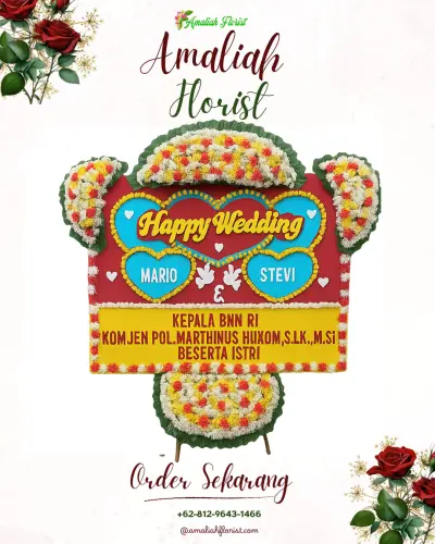 Karangan Papan Bunga Pernikahan di Hotel Tentrem Yogyakarta
